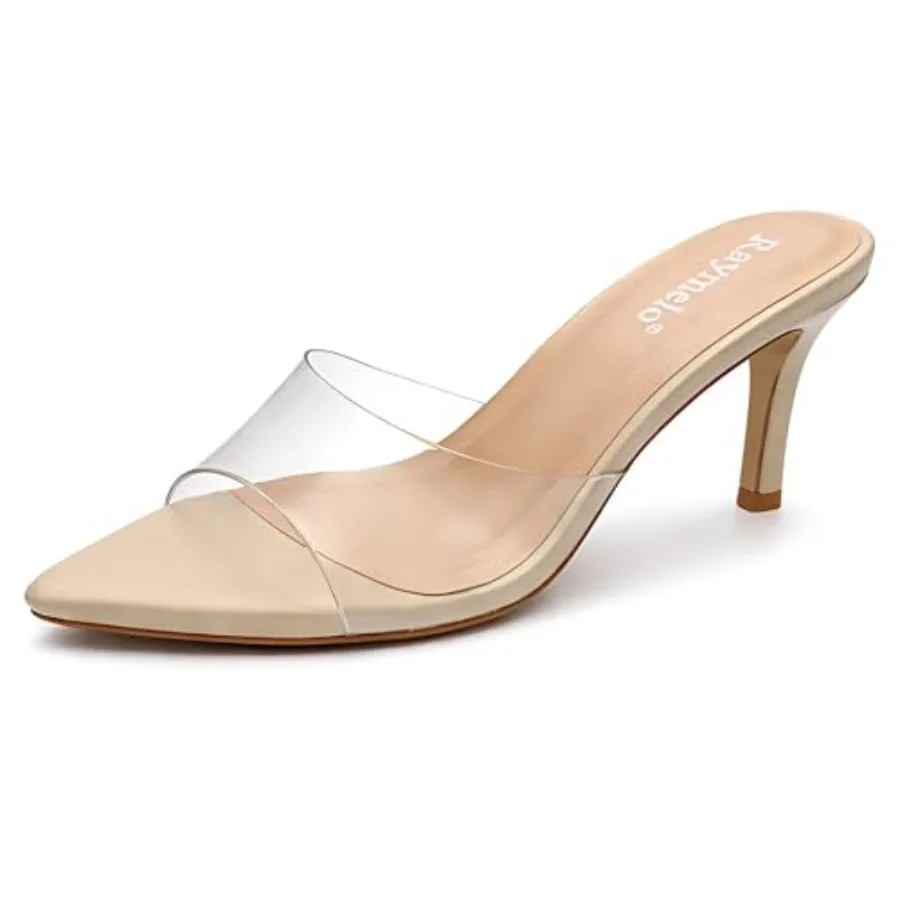 Women's Dressy Heeled Sandals, Slip-On Open Toe Mules for Party, Wedding, Evening and Summer Wear
