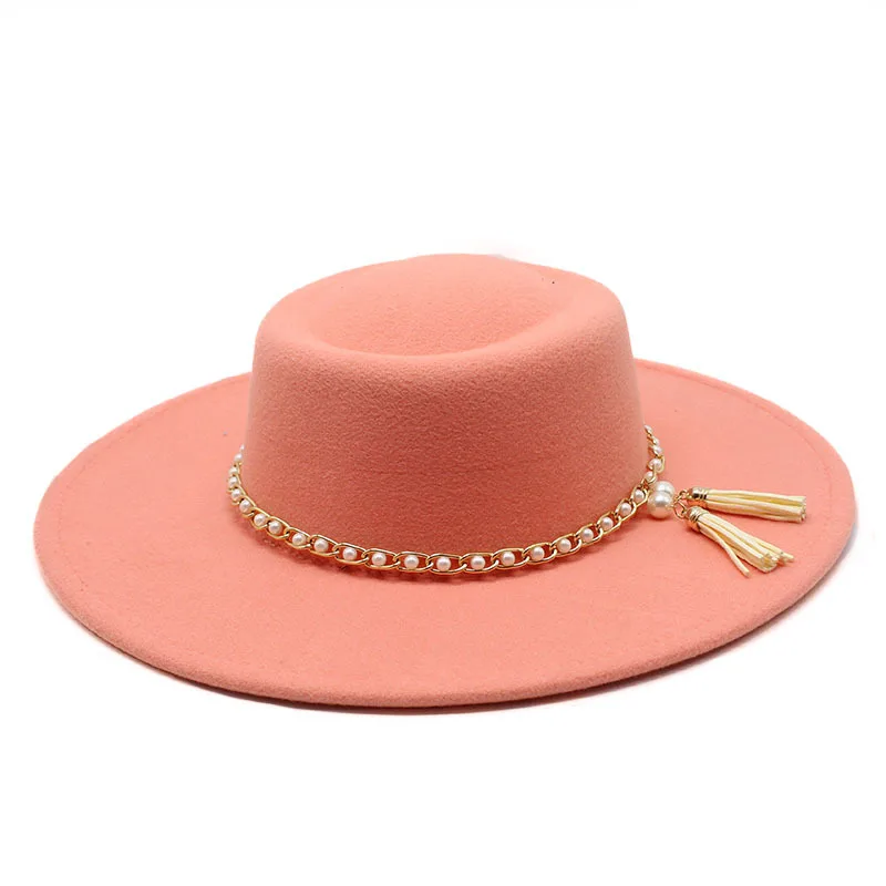 British Style Fashionable And Elegant Flat Eave Hat Top Hat Men's And Women's Flat Top Woolen Hat Circular Concave Flat Top Hat