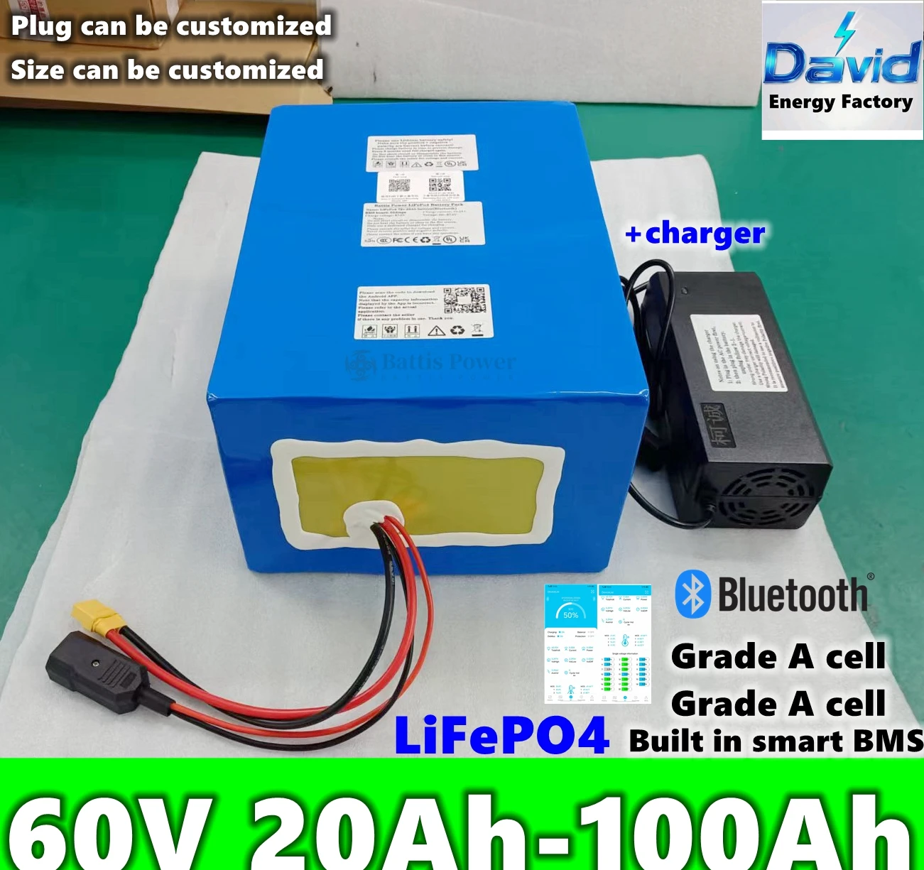 

60 В 100 Ач скутер трехколесный велосипед 60 Ач 50 Ач 80 Ач литиевый глубокий цикл LiFePO4 аккумулятор для 2 кВт 3 кВт 5 кВт электрический мотоцикл