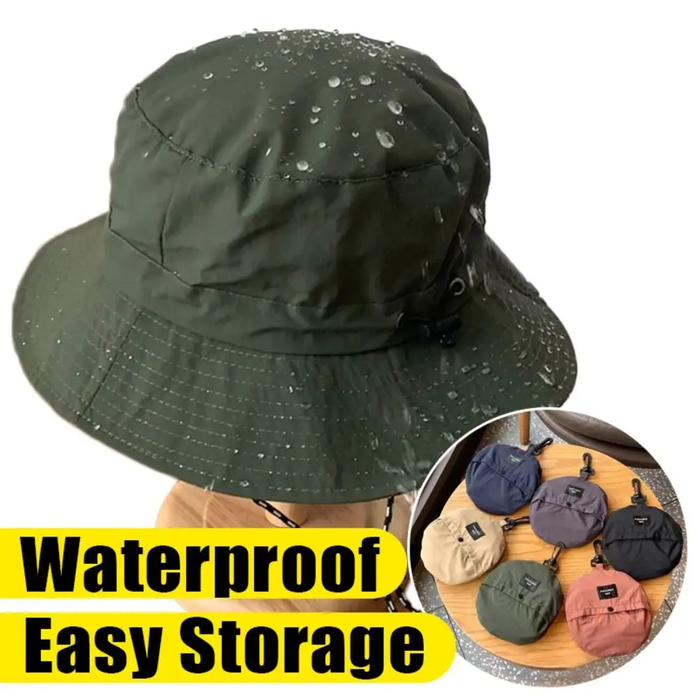 Summer Waterproof Bucket Hat Storage Bag Portable Sun Hat Quick-drying Anti-UV Fishing Cap Mountaineering