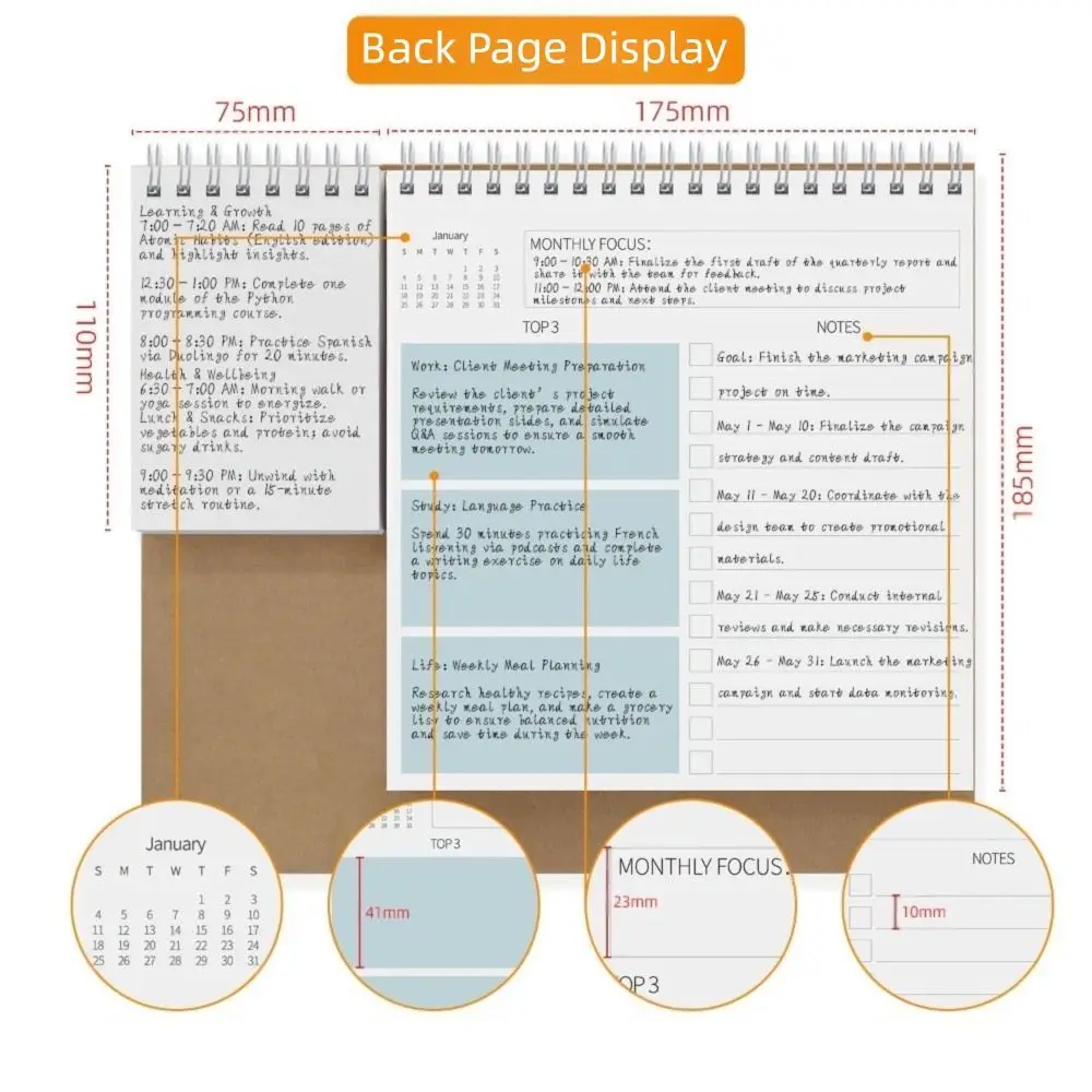 Decorative Desk Calendar Triangular Support Stable Support Custom Planner Exquisite Patterns Binding Calendar Paper Calendar