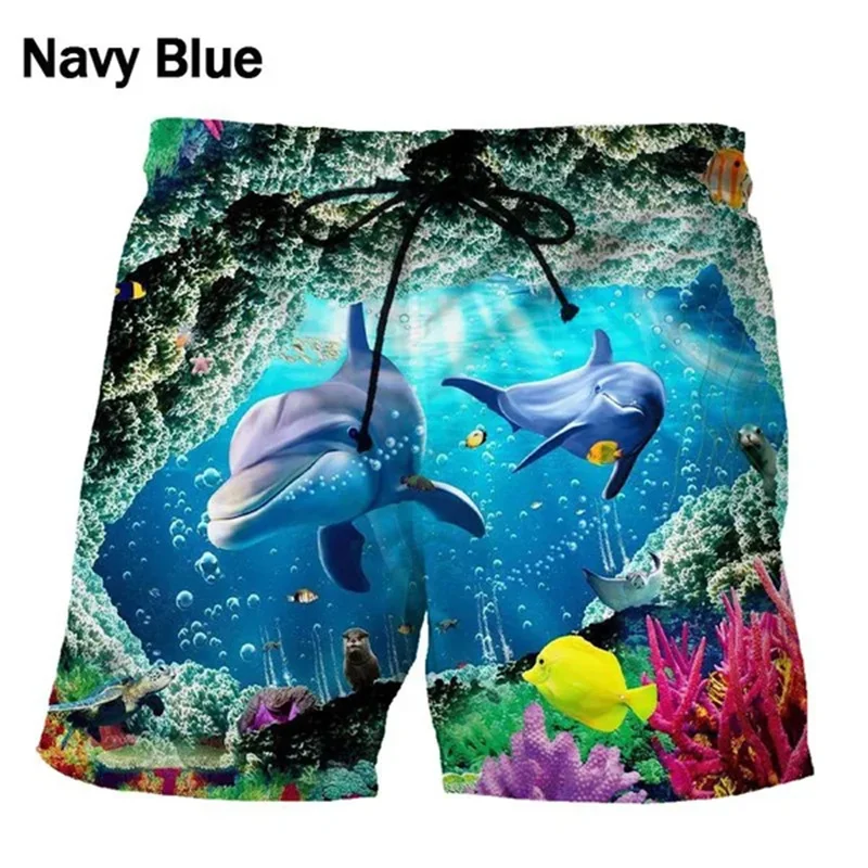 3D Printed Cute Dolphin Short Pants Men Sea Animals Graphic Beach Shorts Casual Hawaiian Quick-Dry Swim Trunks Surf Board Shorts