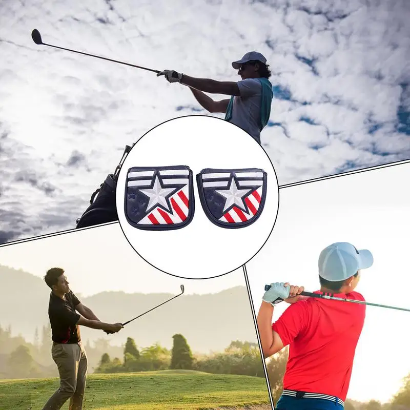 Golf Club Protective Cover Five-Pointed Star And Stripes Club Protective Equipment Golf Headcovers Magnetic Closure Golf Putter