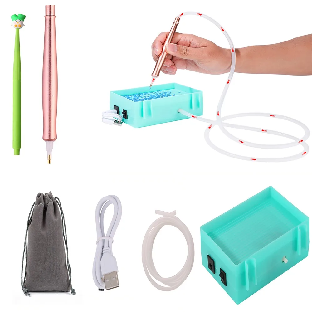 NONE DIY Handwerk Vakuum Diamant Malerei Stift Kits Langlebige und stabile Perlenplatten Diamant Malerei Werkzeug Ablagefach USB-Kabel 7