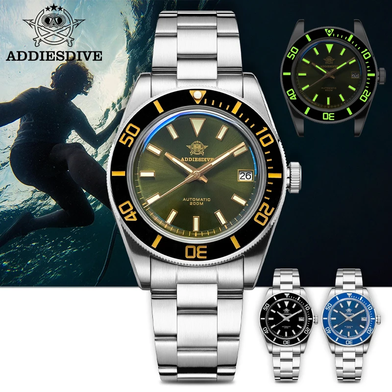

ADDIESDIVE Luxury Mechanical Watch Top Brand Sapphire Glass AR Coated NH35 Automatic Watch Luminous 200m Waterproof Dive Watch