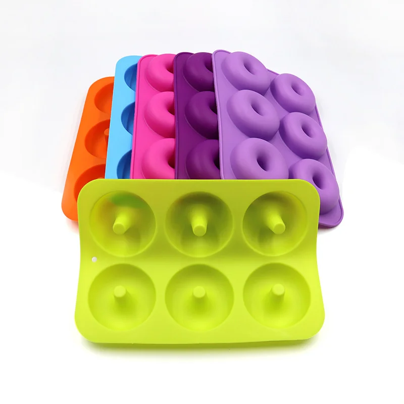 Reutilizável Silicone Donut Mold, Non-Stick Baking Pan, Ninja Air Fryer Acessórios, Mousse Bolo Sobremesa, Molde de festa, 6-Cavity