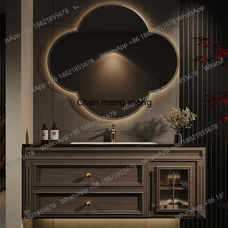 

Washbasin Toilet Bathroom Cabinets Vintage Vanity Mirror Storage Bathroom Cabinets Makeup Solid Wood Meuble Toilette Furniture