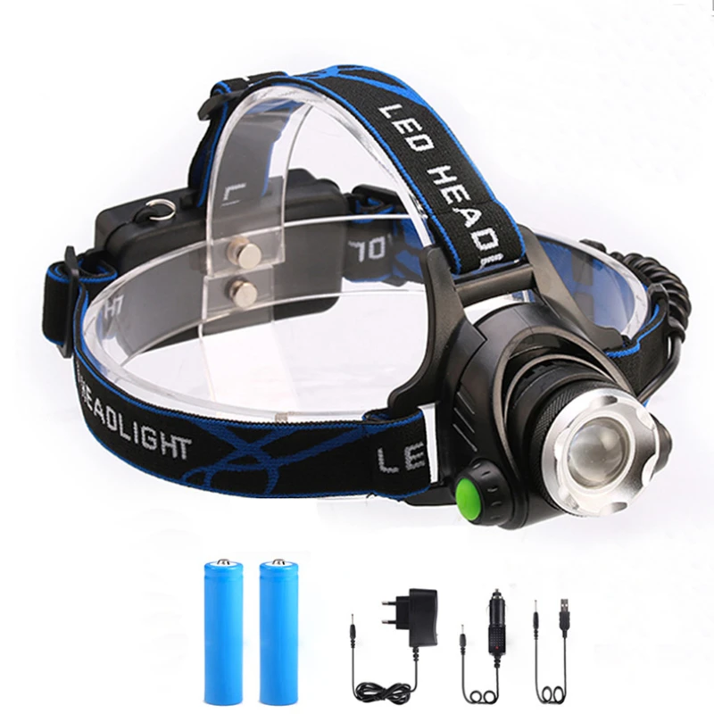 T6 Zoom Strong Light Headlight Outdoor Fishing Camping Emergency Headworn Mining Lamp USB Charging Induction Headlight