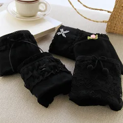 5Pcs/Lot Women's Cotton Panties Sexy Hollow Lace Bow Black Female Girls Briefs Breathable Seamless Lingerie Intimates Shorts