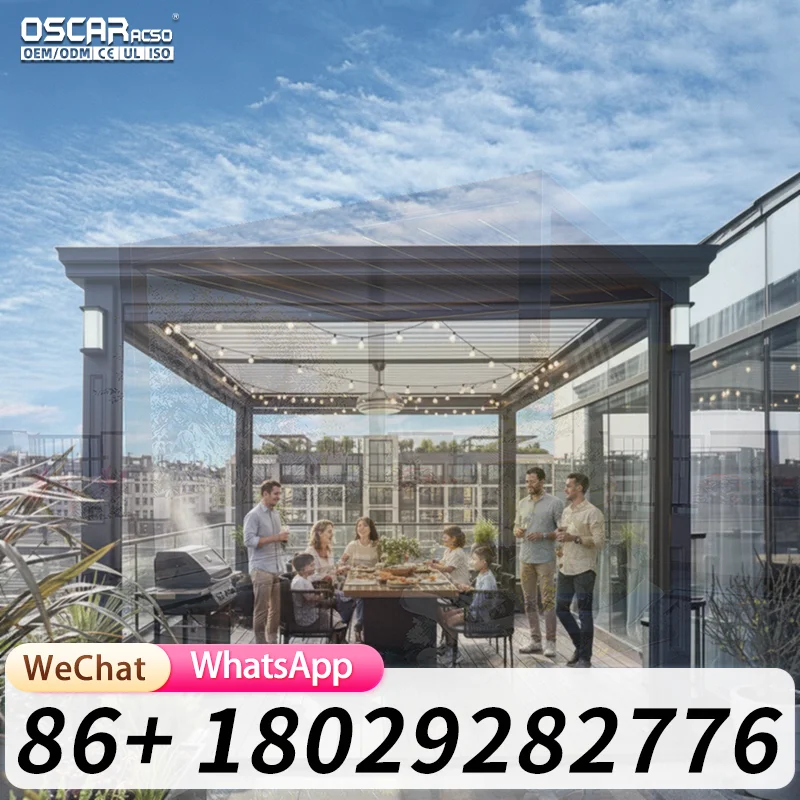 Aluminum Pergola and Electronic Louvered Gazebo Innovative Elegant Outdoor Garden Structures for Backyard Patio Pool in US pergo