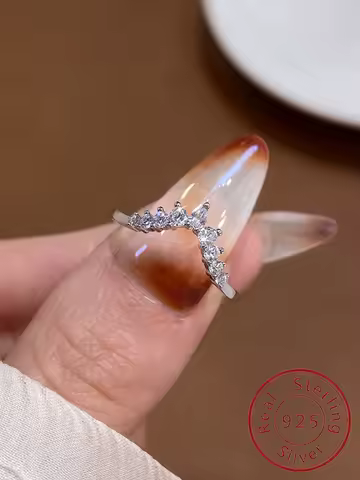 925 Sterling Silver Simplicity Classic V-Shaped Water Droplet Ring For Women Engagement Wedding Luxury High Quality Fine Jewelry