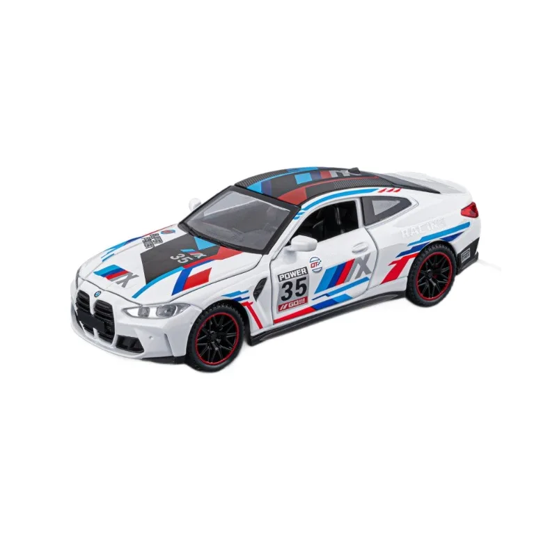 Simulated 1:32 BMW M4 Alloy Car Model Children's Sound and Light Pull-Back Alloy Toy Vehicle Collection Miniature Voiture