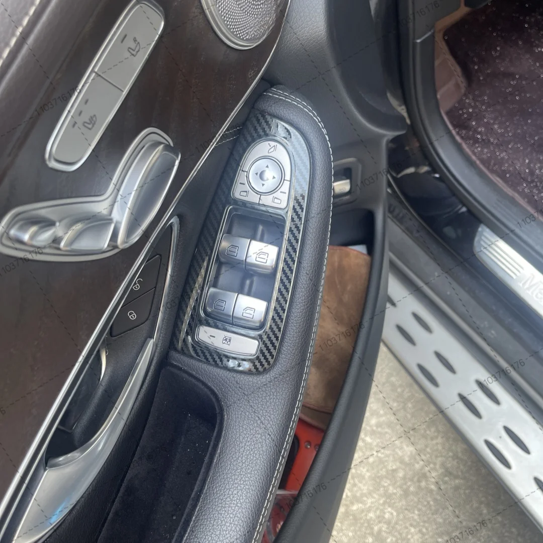 For Mercedes-Benz W205 X253 C-Class GLC interior door armrest window lift switch button panel cover decorative sticker