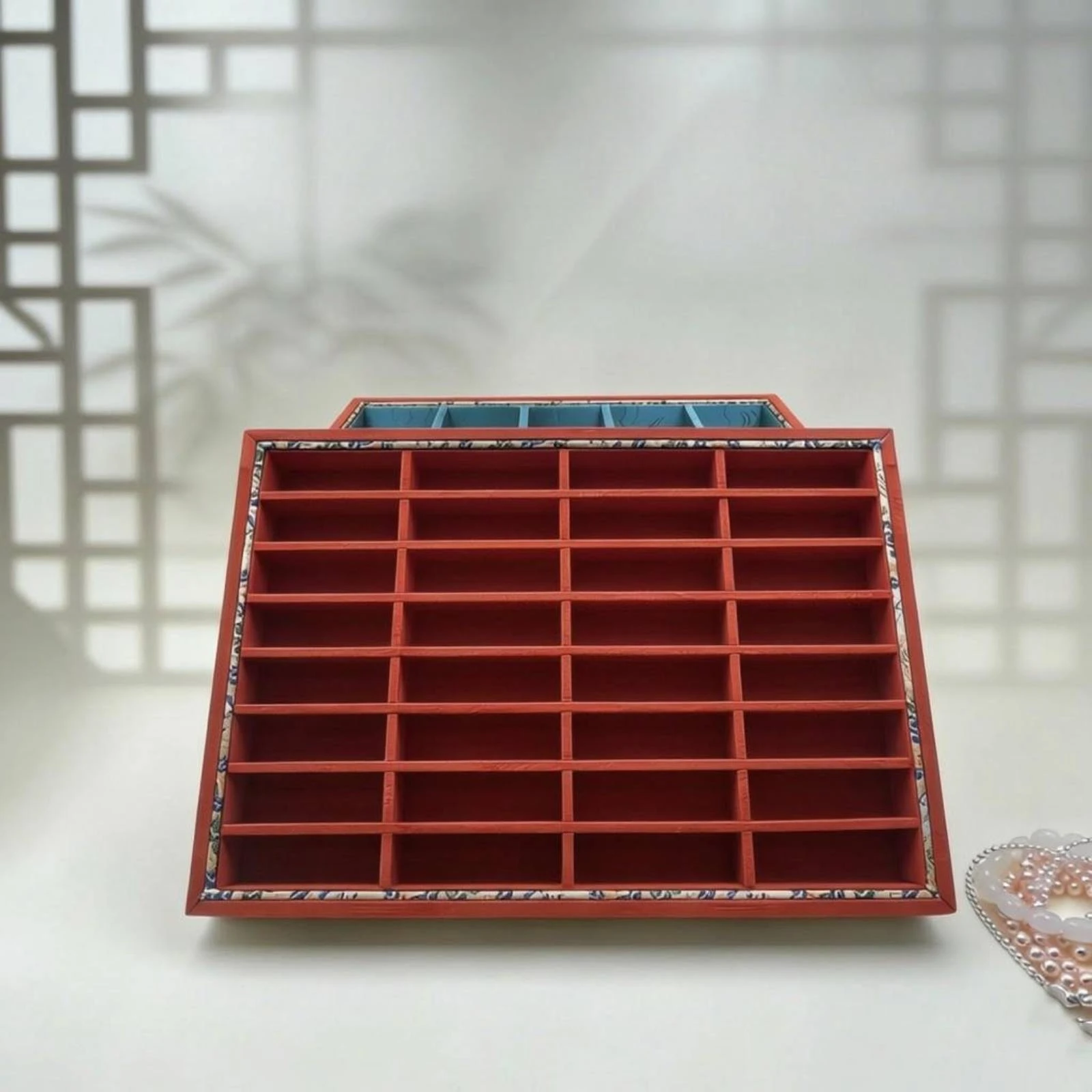 Divided Jewelry Tray Rectangular Jewelry Tray Storage Shallow Raised Edges