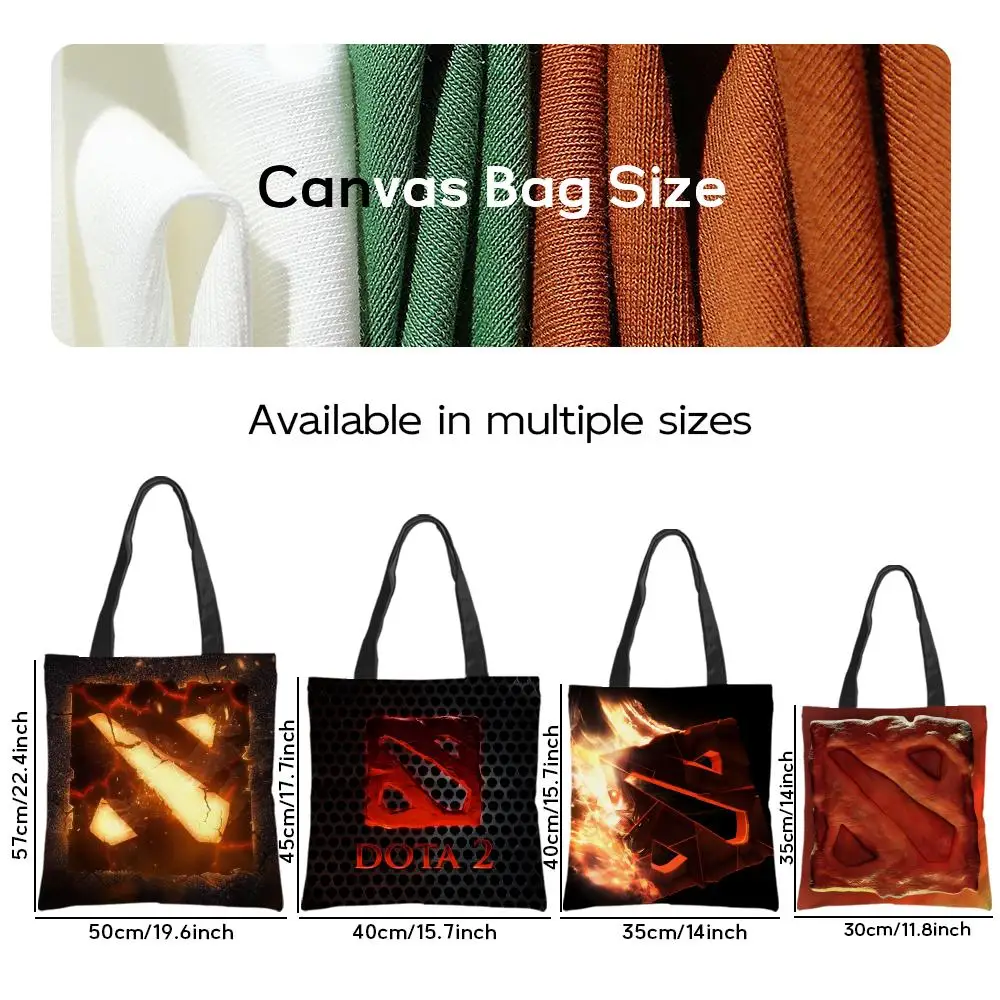 Storage Bags Pattern Tote Bag Aesthetic Canvas Shoulder Bag Lightweight Shopping Bag Popular Game Cool Dota-D 2