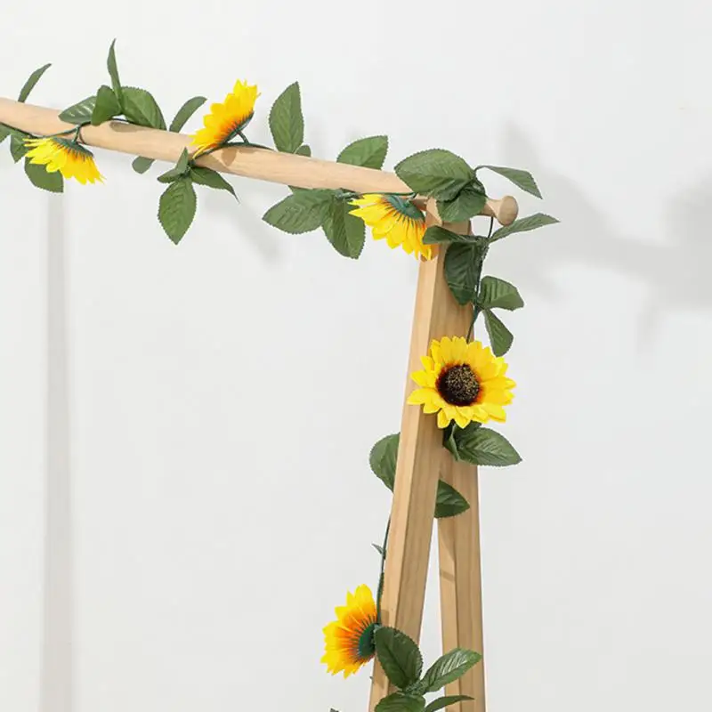 210/220cm Artificial Yellow Sunflower Garland Flower Vine Wedding Floral Arch Decor Silk Wedding Decoration Items Sunflower