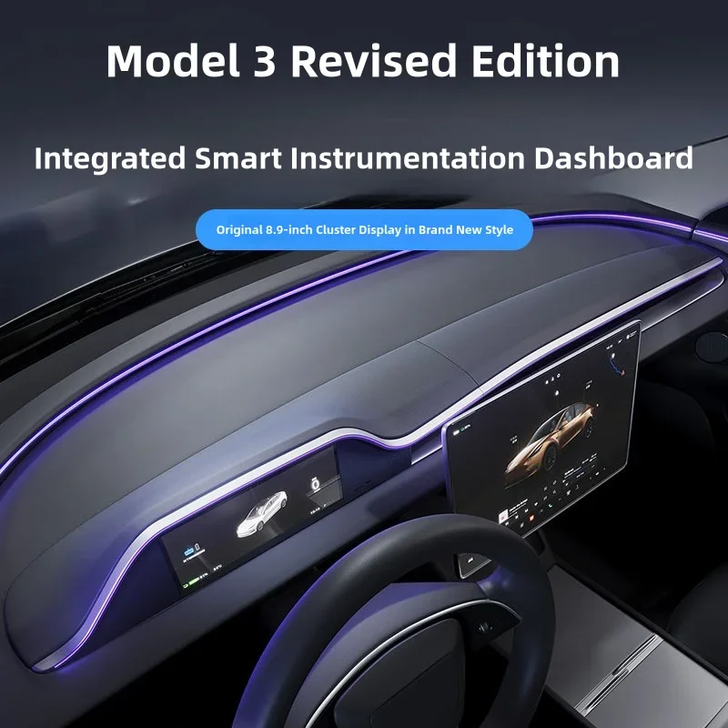 8.9 Inch Smart Head Up Display Instrument Cluster Display For Tesla Model 3 Revised Version With Carplay