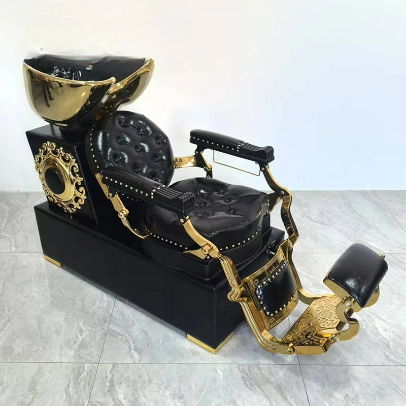 Foreign Trade Retro Semi-reclining Shampoo Bed Barber Shop Hair Salon Foreign Hair Salon Massage Shampoo Chair Flush Bed