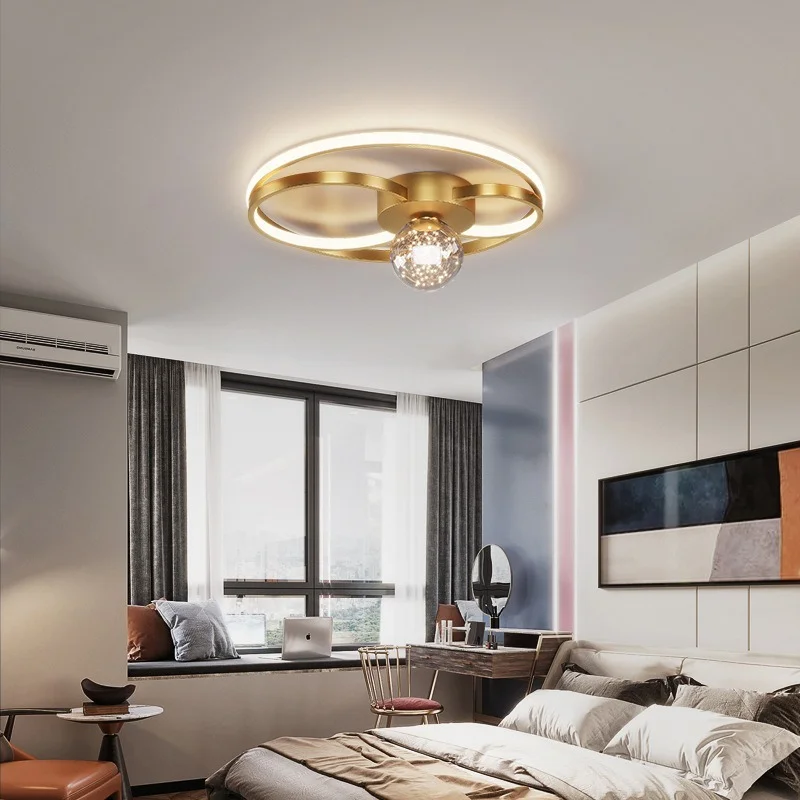 

Modern Round Led Ceiling Lamp with Black Glass Ball Chandelier Dimmable for Bedroom Living Room Kitchen Indoor Decoration