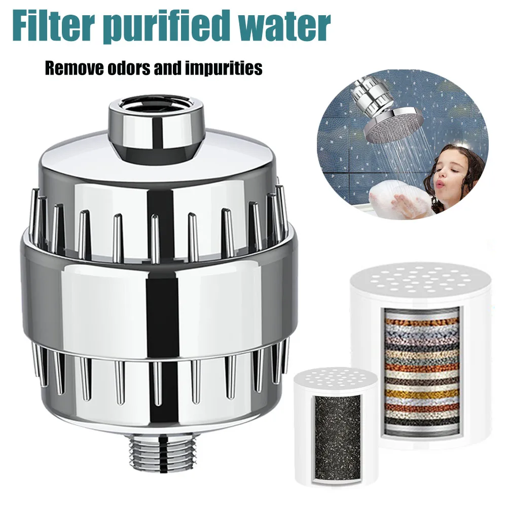 15-20 Stages High Output Shower Water Filter to Remove Chlorine Fluoride Heavy Metals Filtered Soften Hard Water for Shower Head