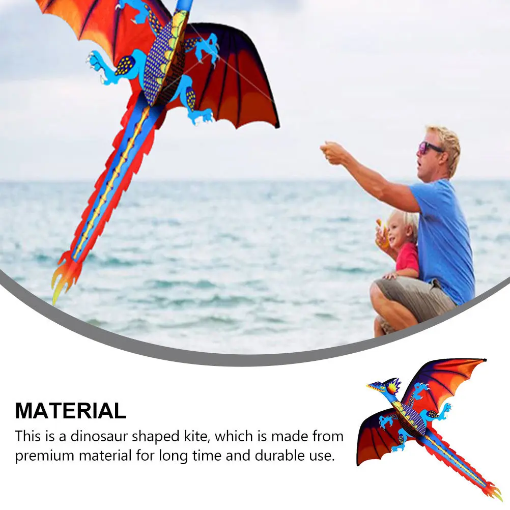 1 set 1 Set 3D Dinosaur Kite Long Tail Frameless Easy To Fly Outdoor For Kids Birthday Christmas Gift Dinosaur Kite