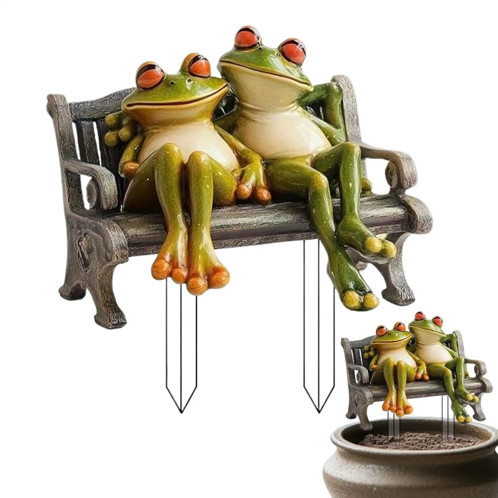 20x20cm Frosch-Deko für Zuhause, 2D flache Acryl-Froschpaar-Skulptur, Statuen, Figuren, Ornamente für Veranda, Garten, Bücherregal