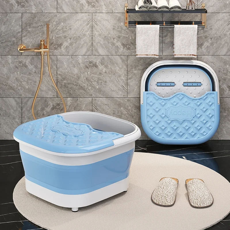 Foldable foot bath Healthy foot massage tub Plastic portable folding foot bath with massage roller