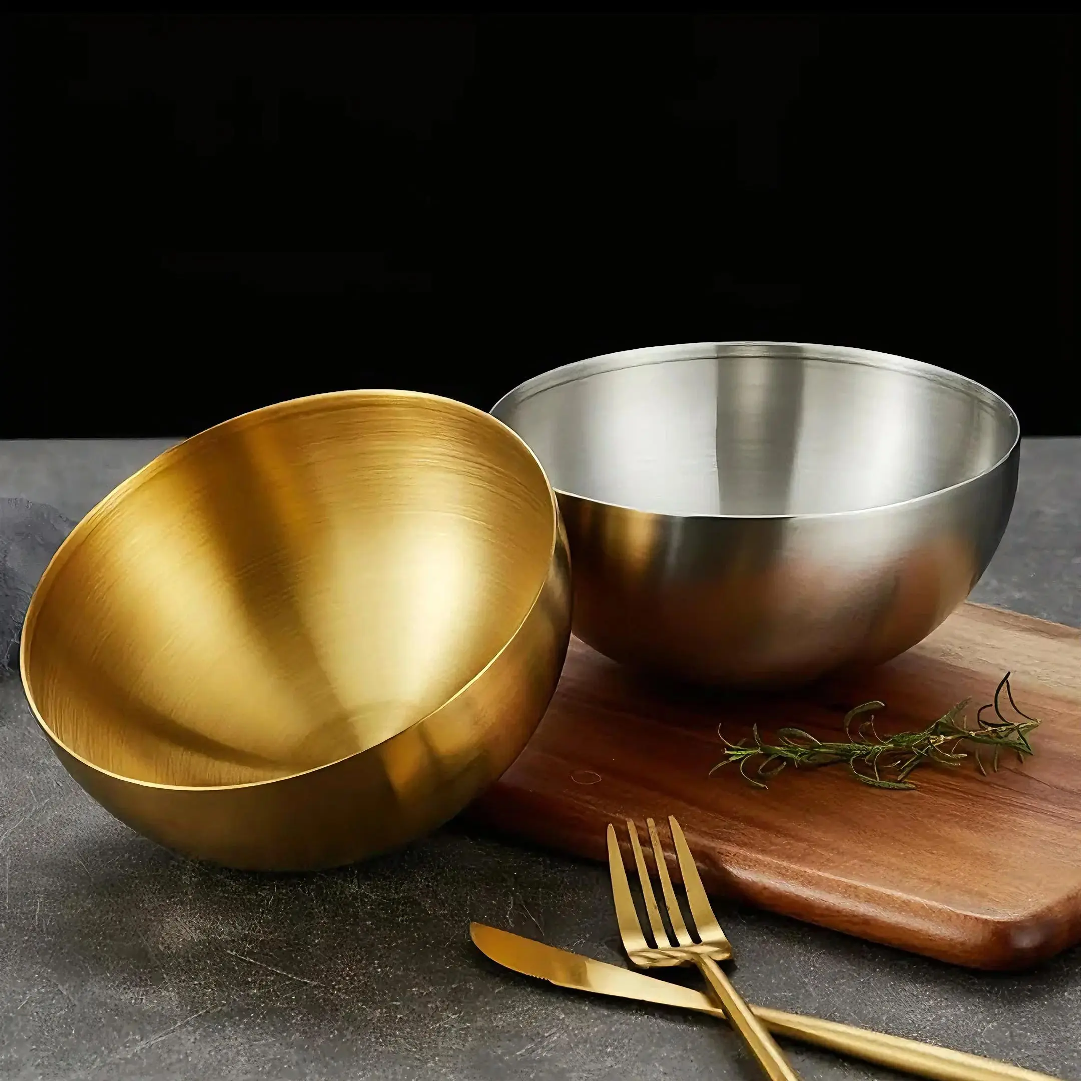 Edelstahl Gold und Silber Salatschleife RiceVoodles Lamian Nudelschüssel Küchengeschirr Lebensmittelbehälter