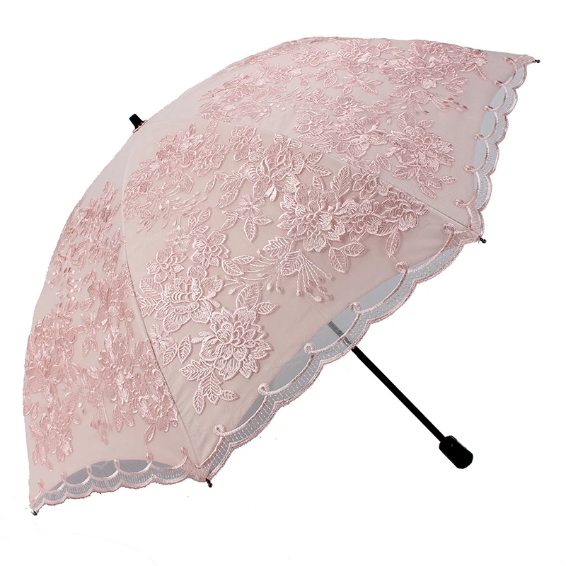 Retro Sunshade Umbrella Women Dual- Folding Umbrellas Double Layer Lace Embroidery Sunscreen UV Protection Princess Umbrella