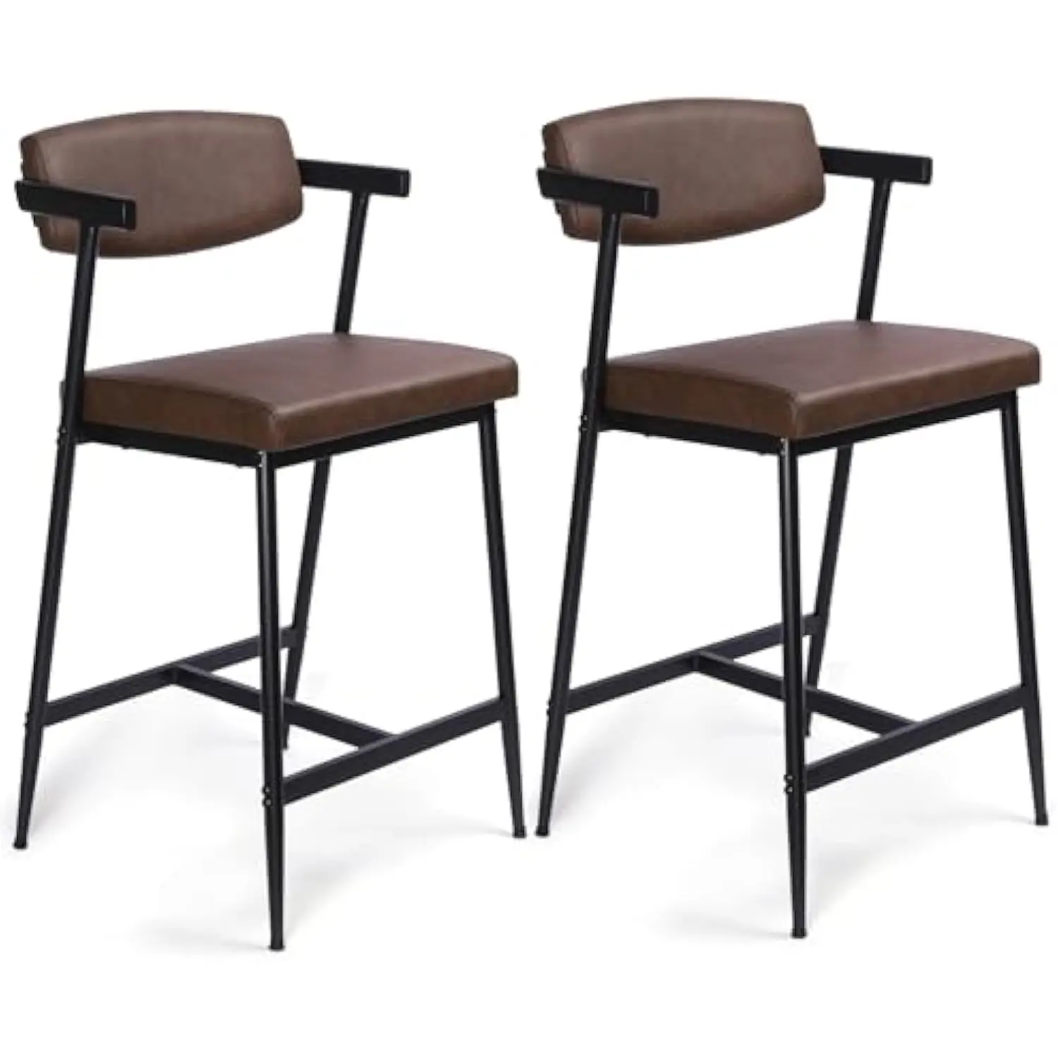 

Bar Stools Set of 2, Counter Height Bar Stools with Back and Arms, 26 Barstools Counter Stools for Kitchen Counter, Upholstered