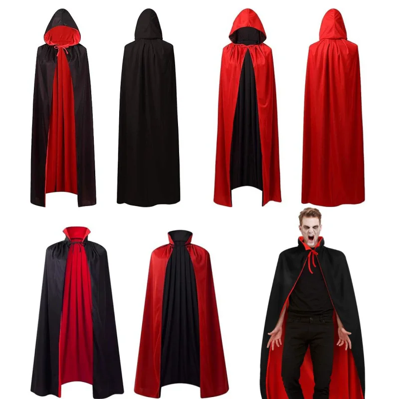 

Halloween Cape Unisex Hooded Black Witch Long Robe Hallowmas Cosplay Costume Prop Cloaks Holiday Cloaks Holiday Party Witch Hat