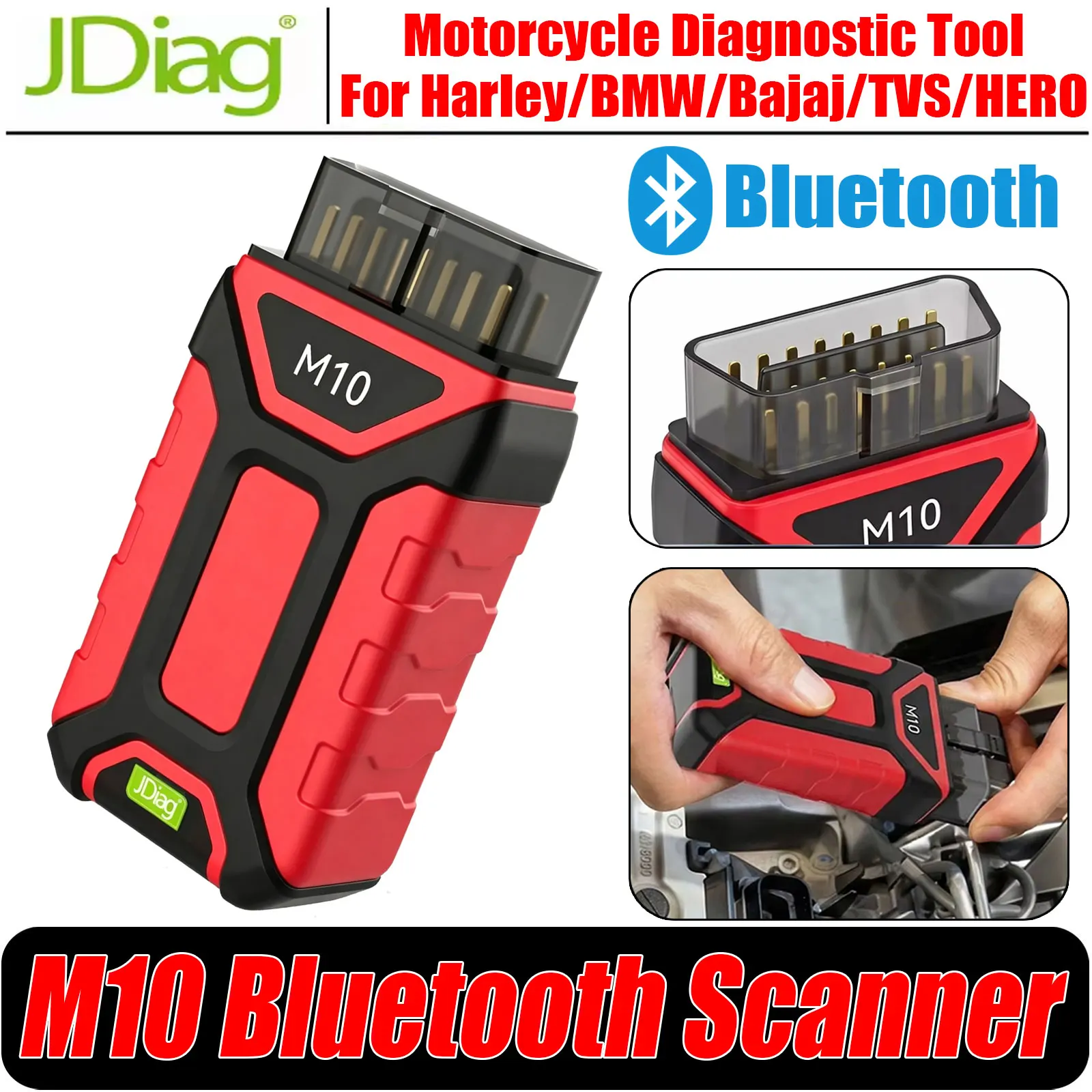 JDiag M10 Diagnostic Scanner For BMW/Harley/KTM/DUCATI Motorcycles Diagnostic Tool Codes Read Key matching MOTO OBD2 Scanner