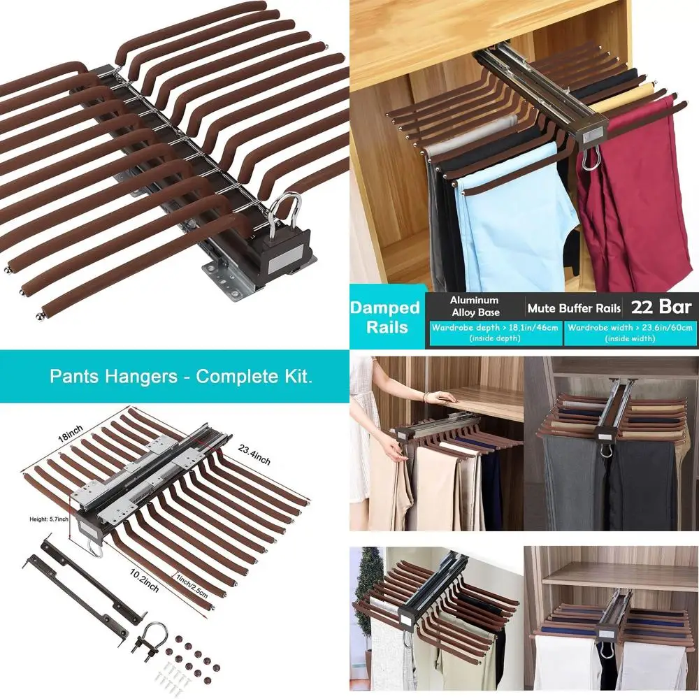 

Steel Pull-Out Pants Hangers for Jeans and Wardrobe Organization, Holds Up to 55 lbs, 23.4x18x5.7 inches