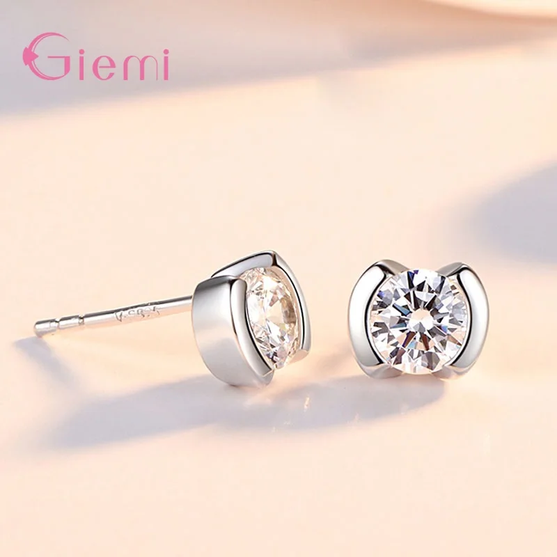 

Натуральные блестящие серьги-гвоздики из стерлингового серебра 925 пробы с кристаллами и цирконием для женщин и девочек, ювелирные изделия для свадебной вечеринки, подарки, аксессуары, оптовая продажа