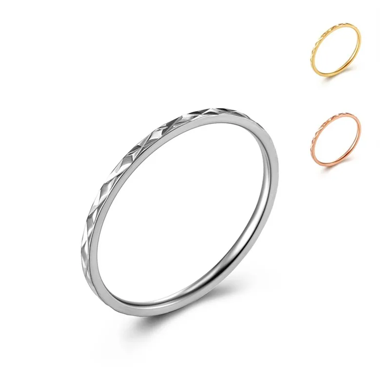 1mm Thin Stackable Ring Stainless Steel Faceted Knuckle Midi Ring for Women Girl Size 3-10