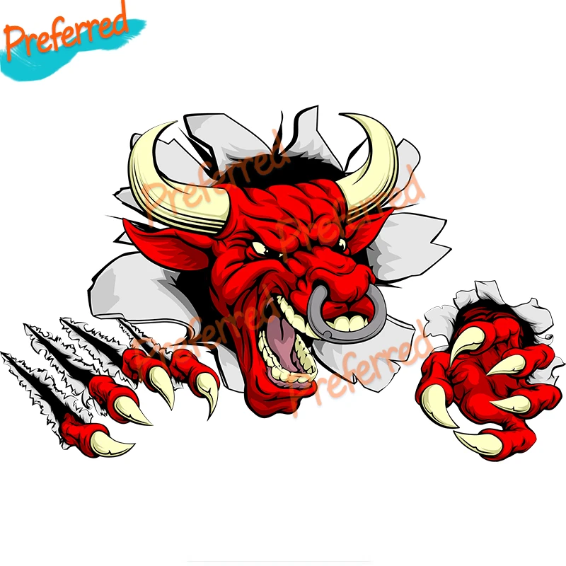 

High Quality Decals Exterior Accessories 3D Cow Red of Bull Car Sticker Vinyl Decals Motorcycle Stickers PVC Graphic