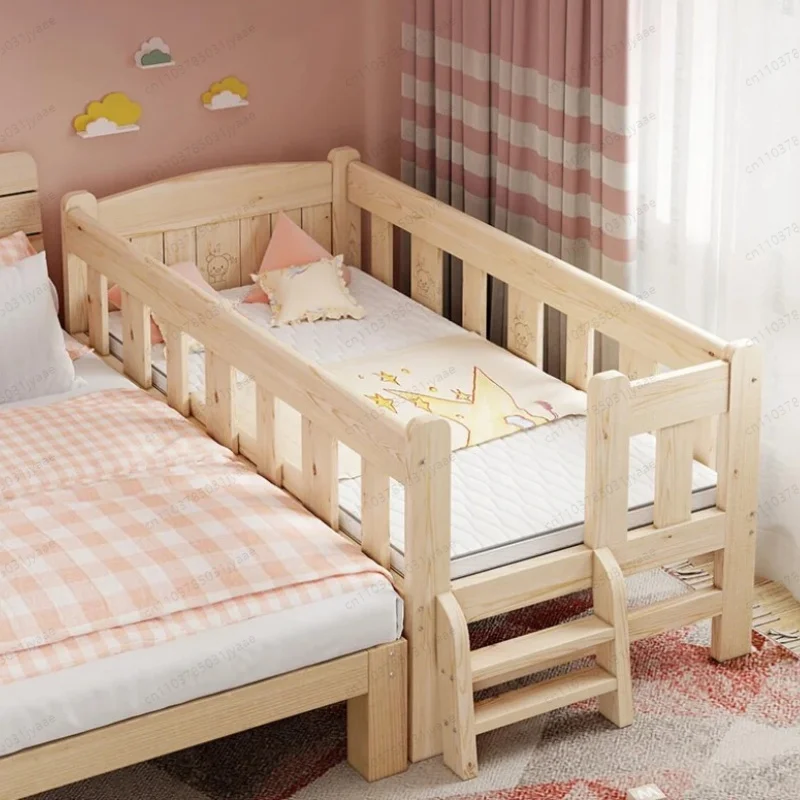Custom Single Bed Girl Princess Widened Crib Baby Stitching Big Bed