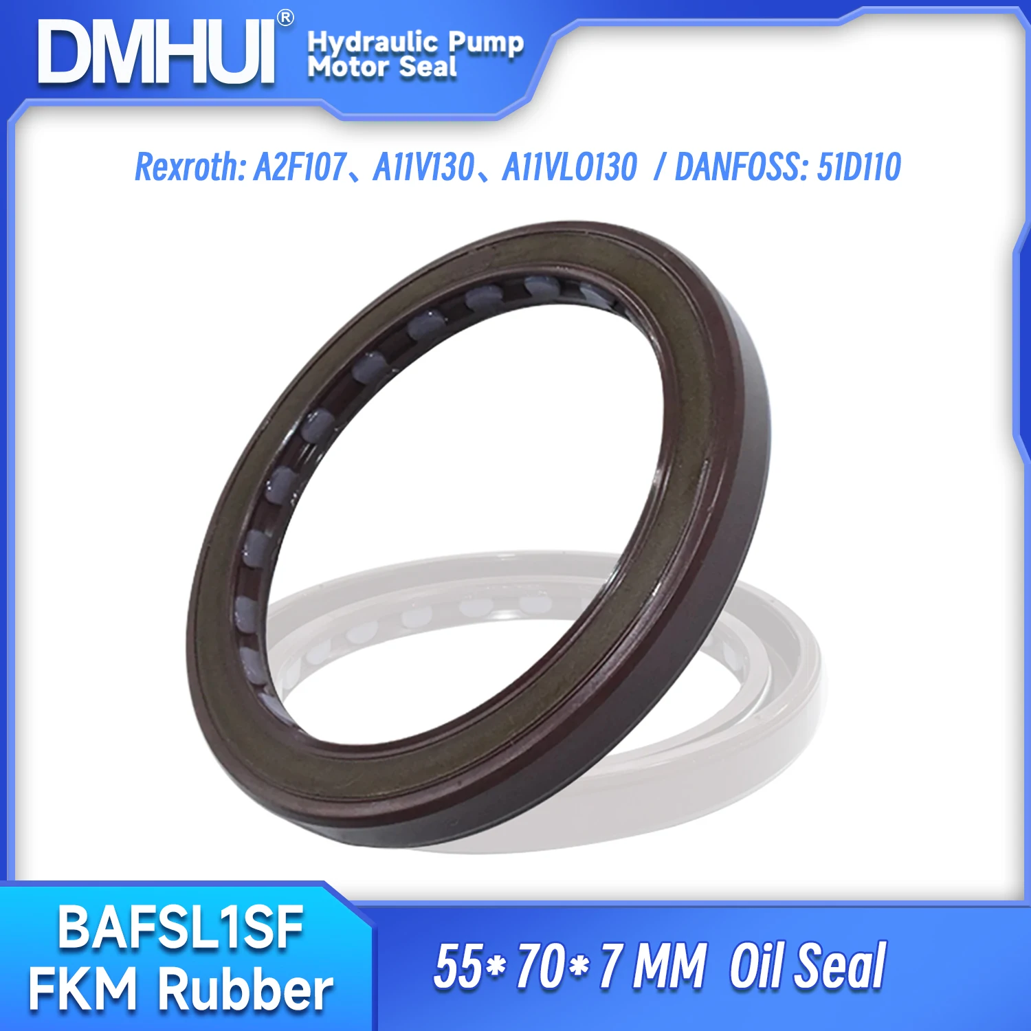 

DMHUI R909154345 ﻿Radial Shaft Sealing Ring 55x70x7mm for Rexroth A2F107 Pump, Sauer Danfoss 51D110 Motor, BAFSL1SF Type FKM