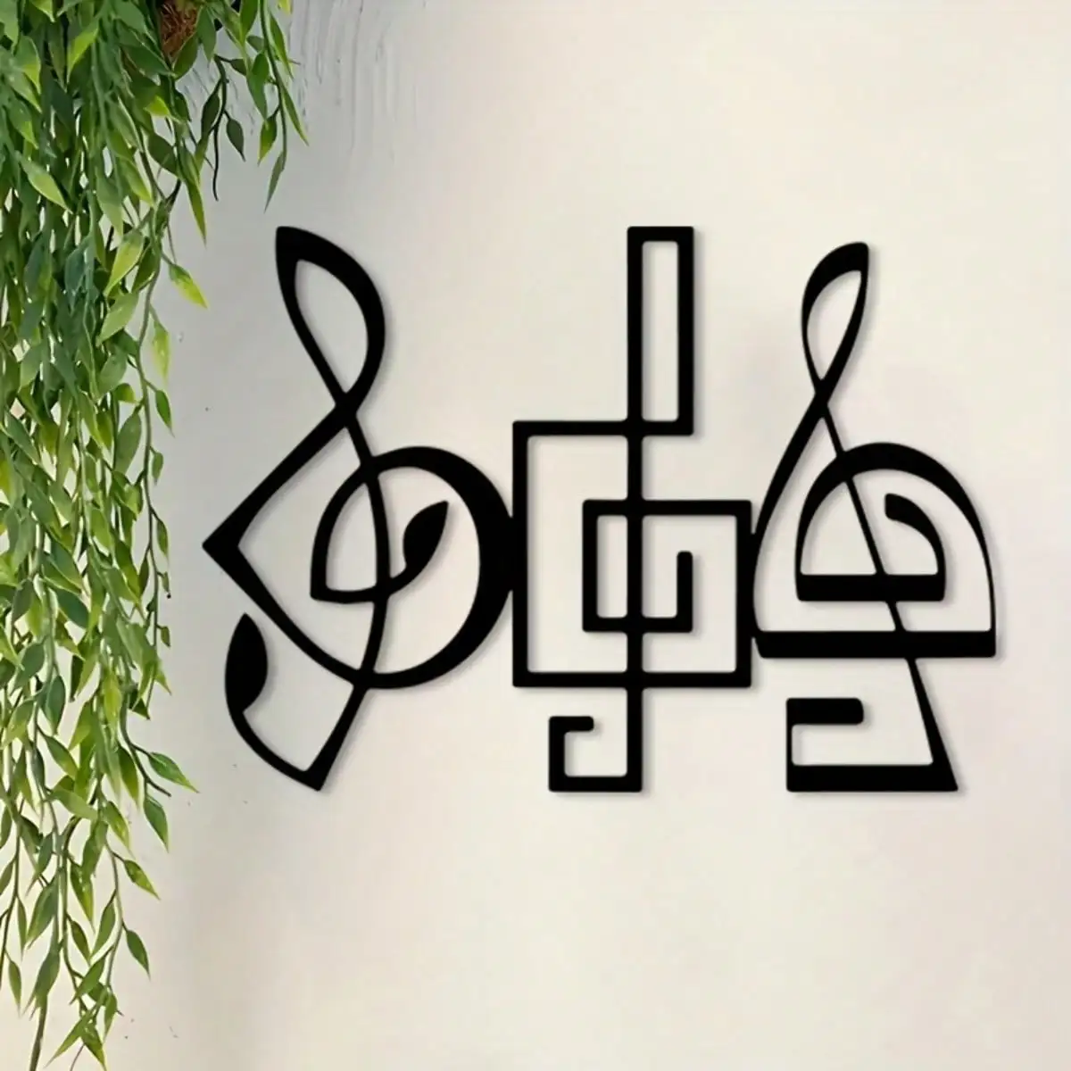 Vintage Music Note Metal Wall Decor,2D Flat Laser‑Cut Silhouette,Rust‑Resistant Iron Treble Clef & Eighth Note Wall Mural