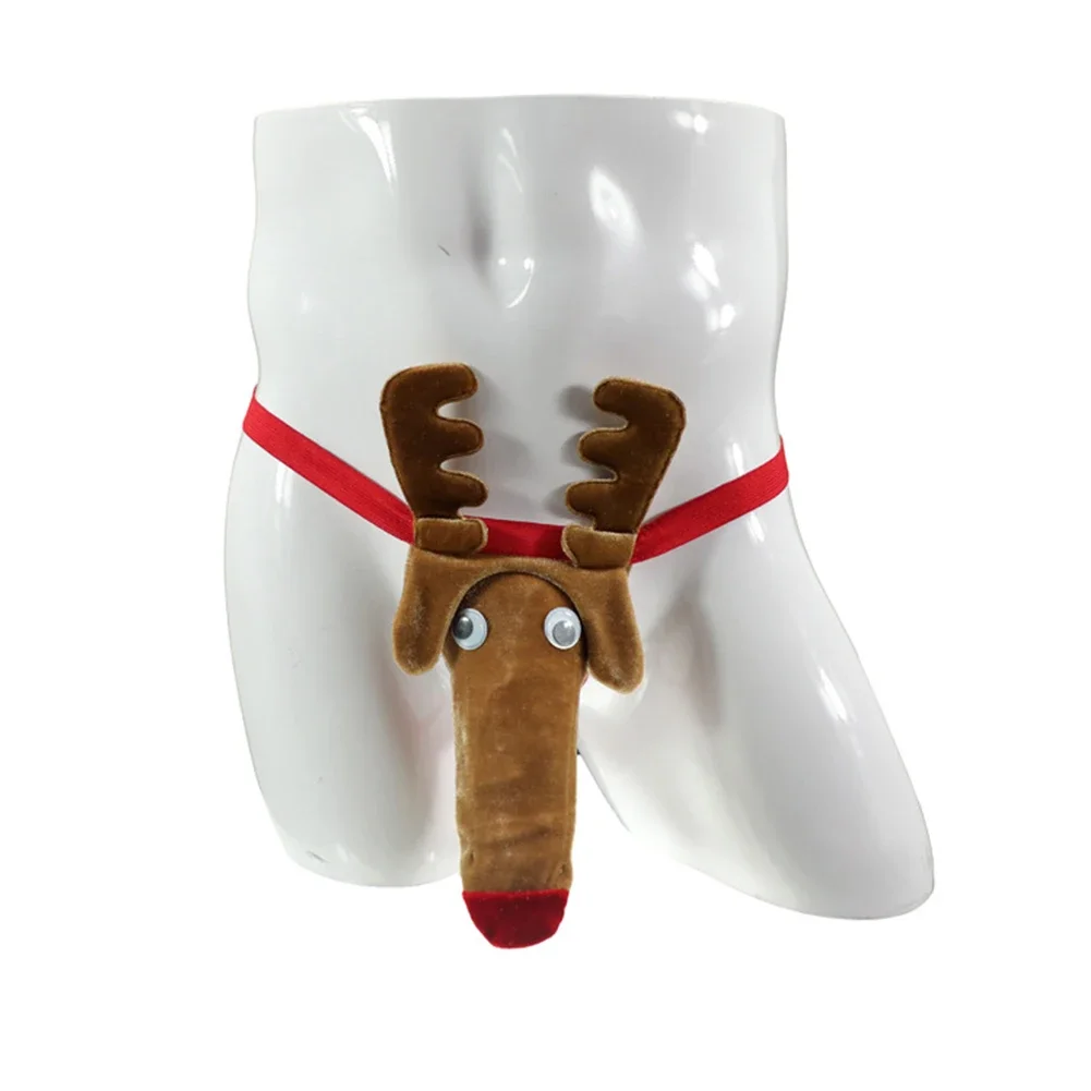 1pc Sexy Men's G-Strings T Back Bikini Briefs Lingerie Underwear Christmas Reindeer Bulge Pouch Thongs Funny Man Panties