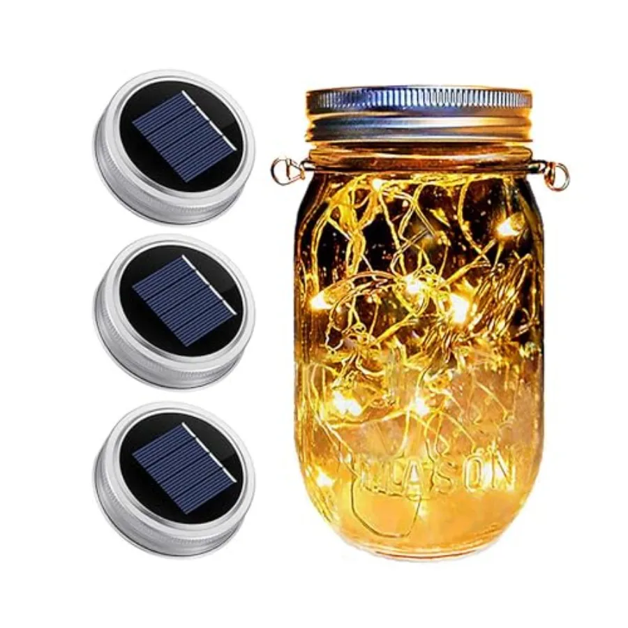 

3 Pack Mason Jar Solar Lights Lids, Solar Fairy LED Lights NO JarsandHanger , Festival Garden Shed Windows Party Decor Lanterns