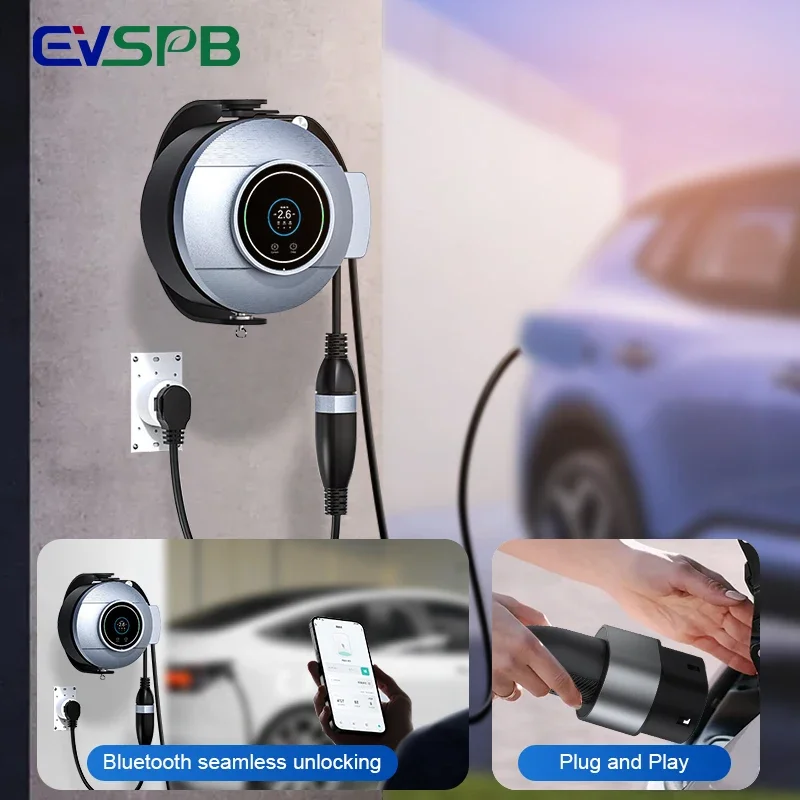 Carrete de Cable cargador EV retráctil estación de carga para el hogar nueva condición portátil Ev Wallbox Ev pila de carga