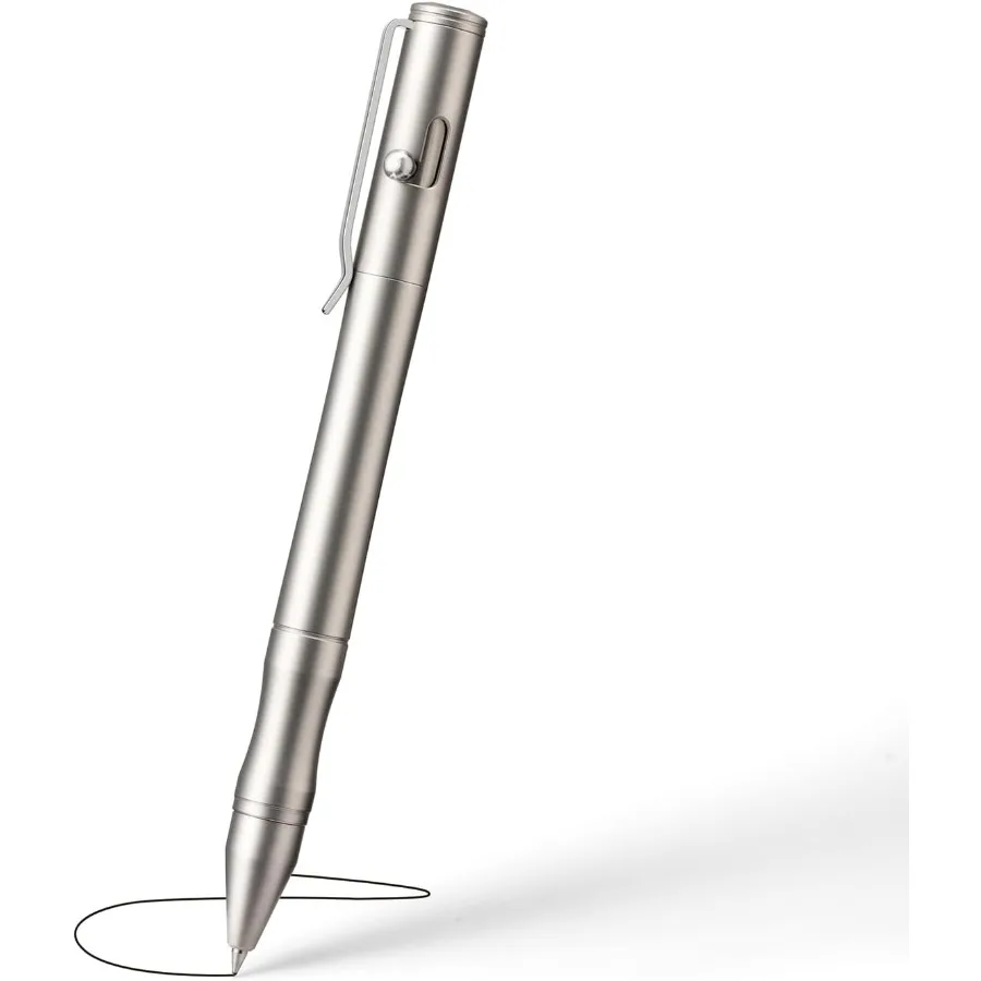 

1 Pack Stainless Steel Bolt Action Pen Set Heavy Duty EDC Pocket Gel Tactical Pen With 4 Ballpoint Refills Sandblasting