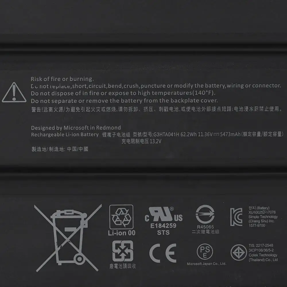 Imagem -02 - Bateria do Portátil para Microsoft Surface Livro 1793 15 Tablet Genuíno Original G3hta040h G3hta041h 11.36v 67.2 wh Novo
