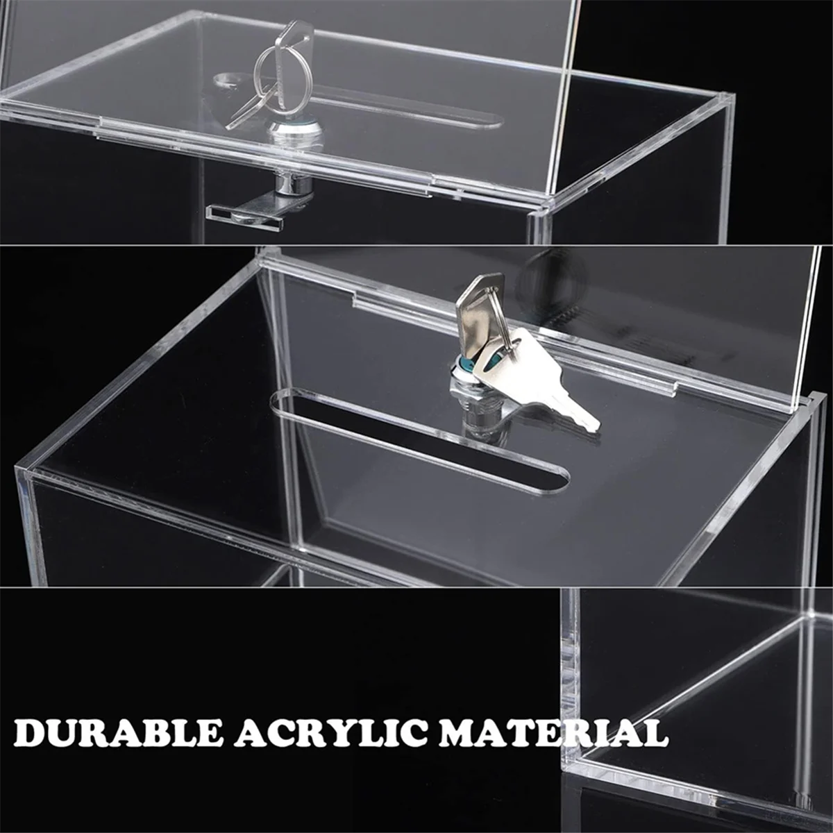 ELBA_Transparent Donation Box with Lock Money Collection Box Ballot Box