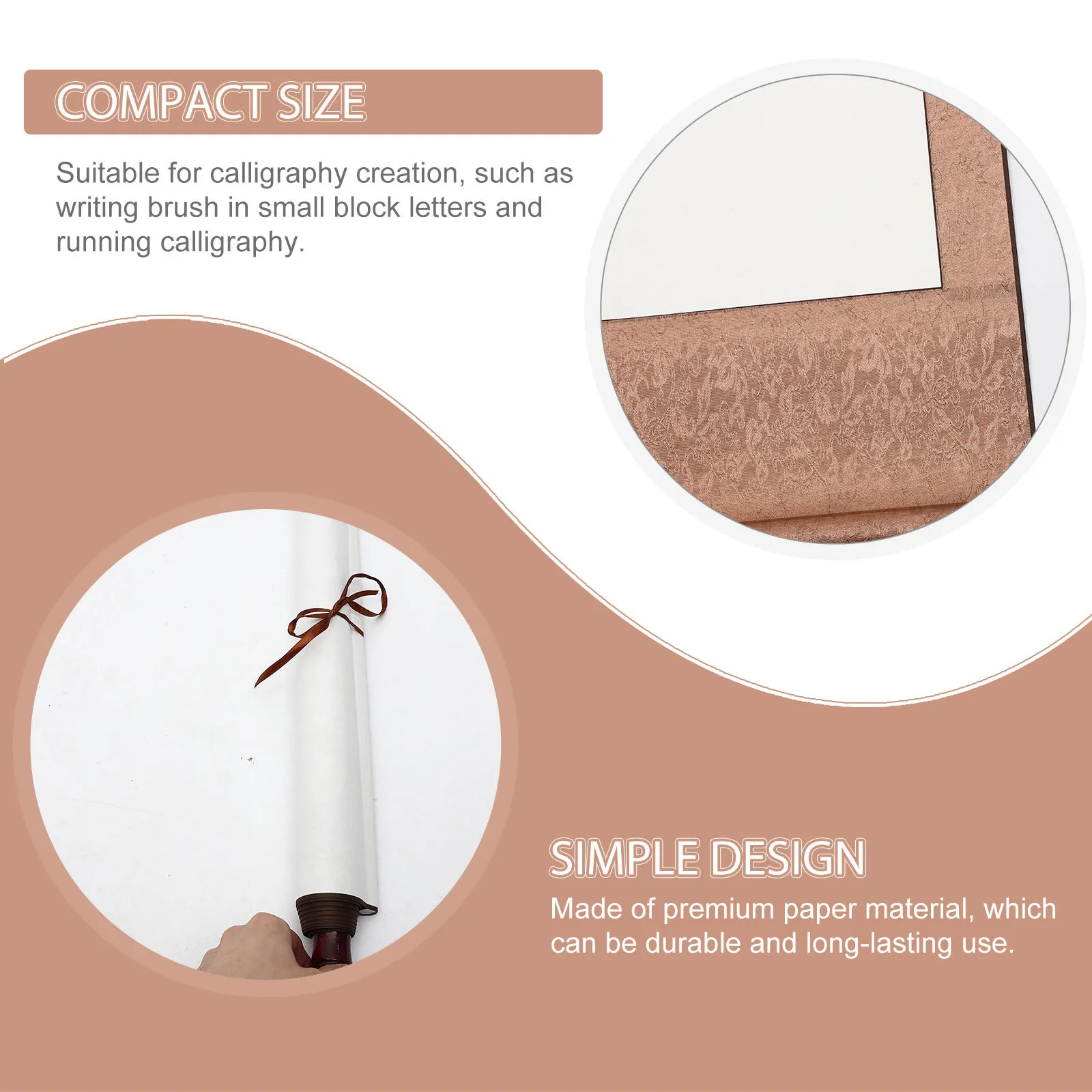 

2Pcs Chinese Calligraphy Accessory Blank Scroll Paper Portable Writing Drawing Supply Home Decoration Practice Skills