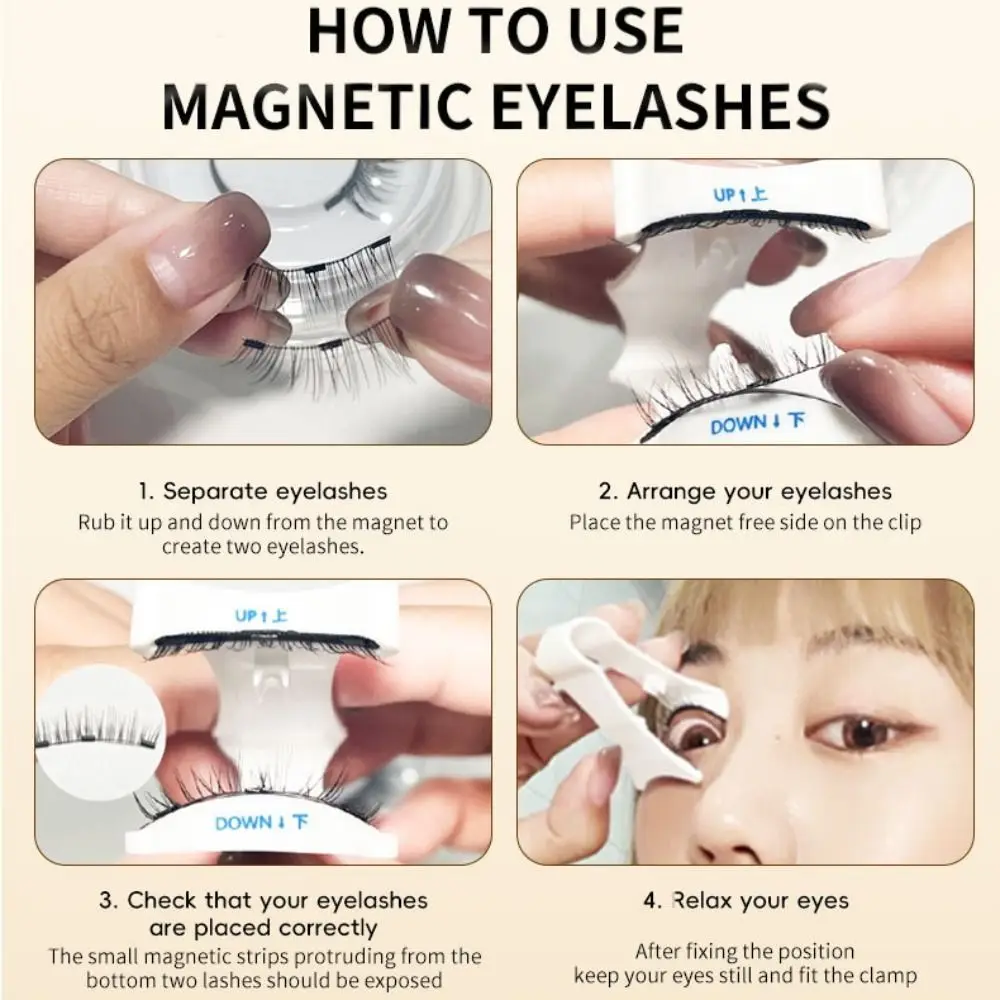Herbruikbare magnetische valse wimpers Lijmvrije pluizige piekerige volledige strip nepwimper Waterdicht Handige magnetische valse wimper
