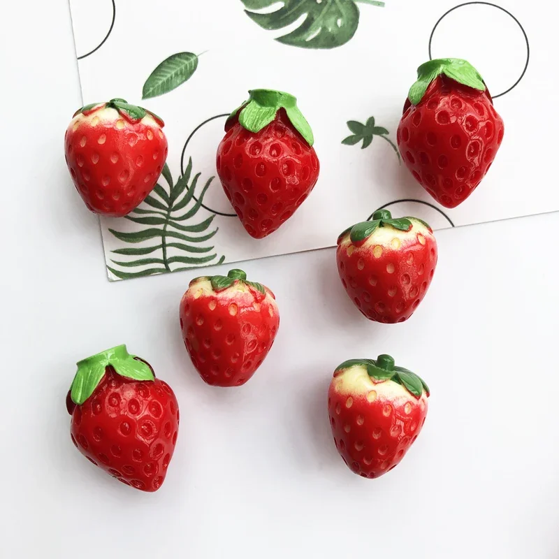 3D Stereo Strawberry Resin Fridge magnet Magnetic Refrigerator Stickers Fruit Magnet for Home Kitchen Decorations