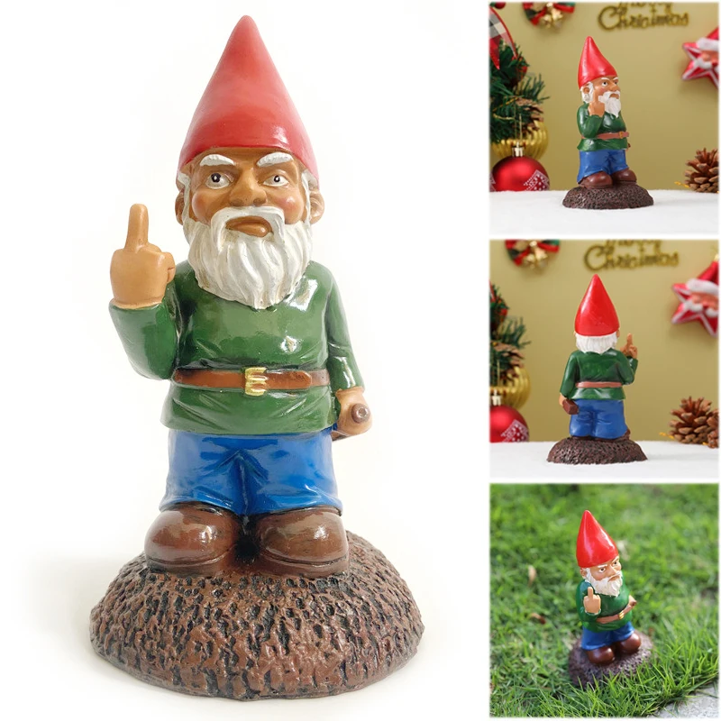 1pc Give The Middle Finger To Drink The Old Man Resin Decoration Gnome Statue for Lawn Garden Decor Ornament