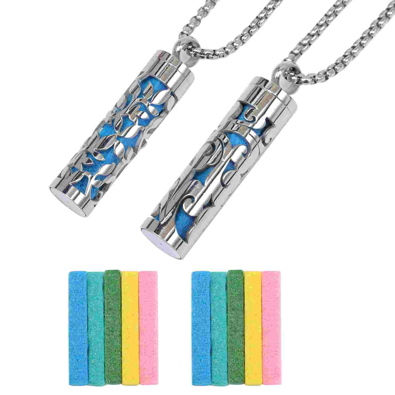 

2 Sets Perfume Bottle Necklace Necklaces Decor Fragrance Aromatherapy Men Birthday Gift Stainless Steel Stylish Baby Male